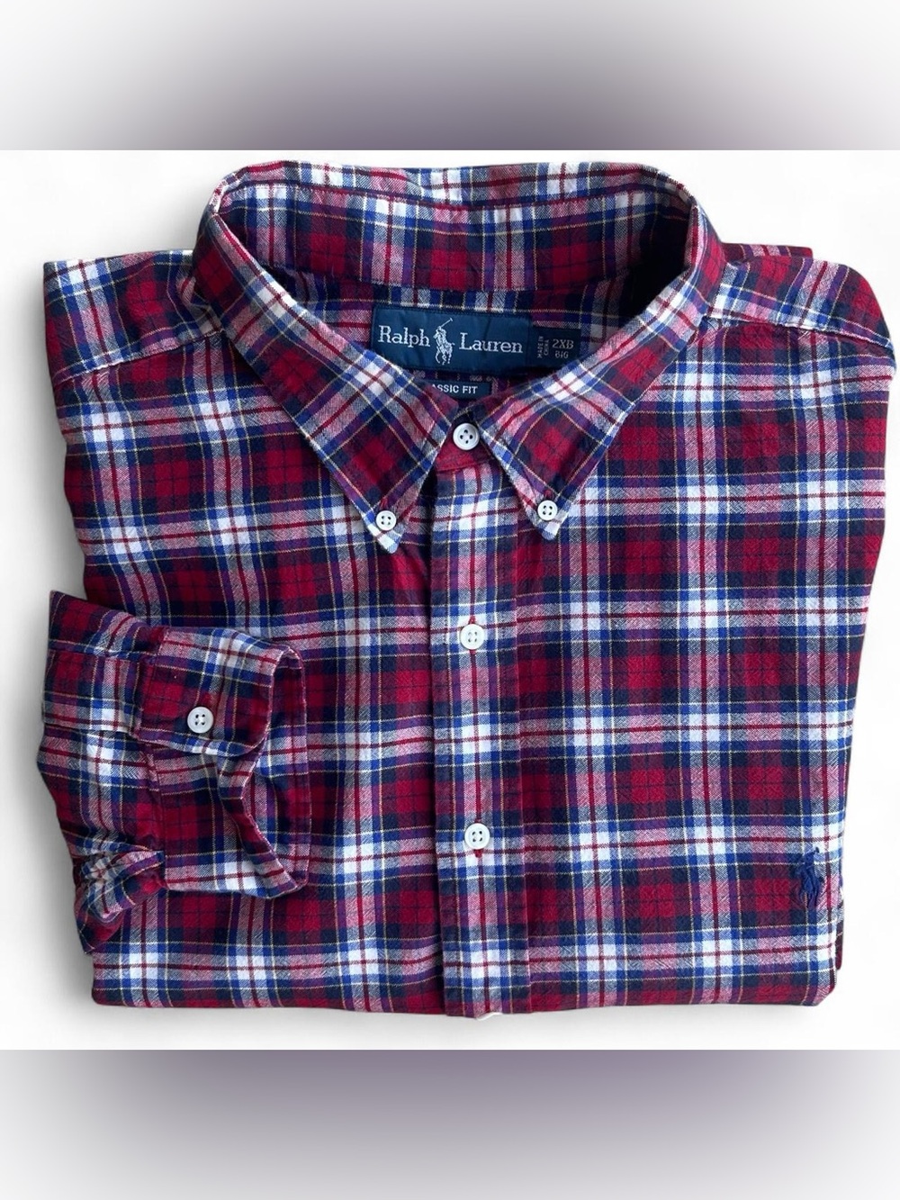 XXB Vintage Ralph Lauren Plaid Oxford Button Down Shirt.